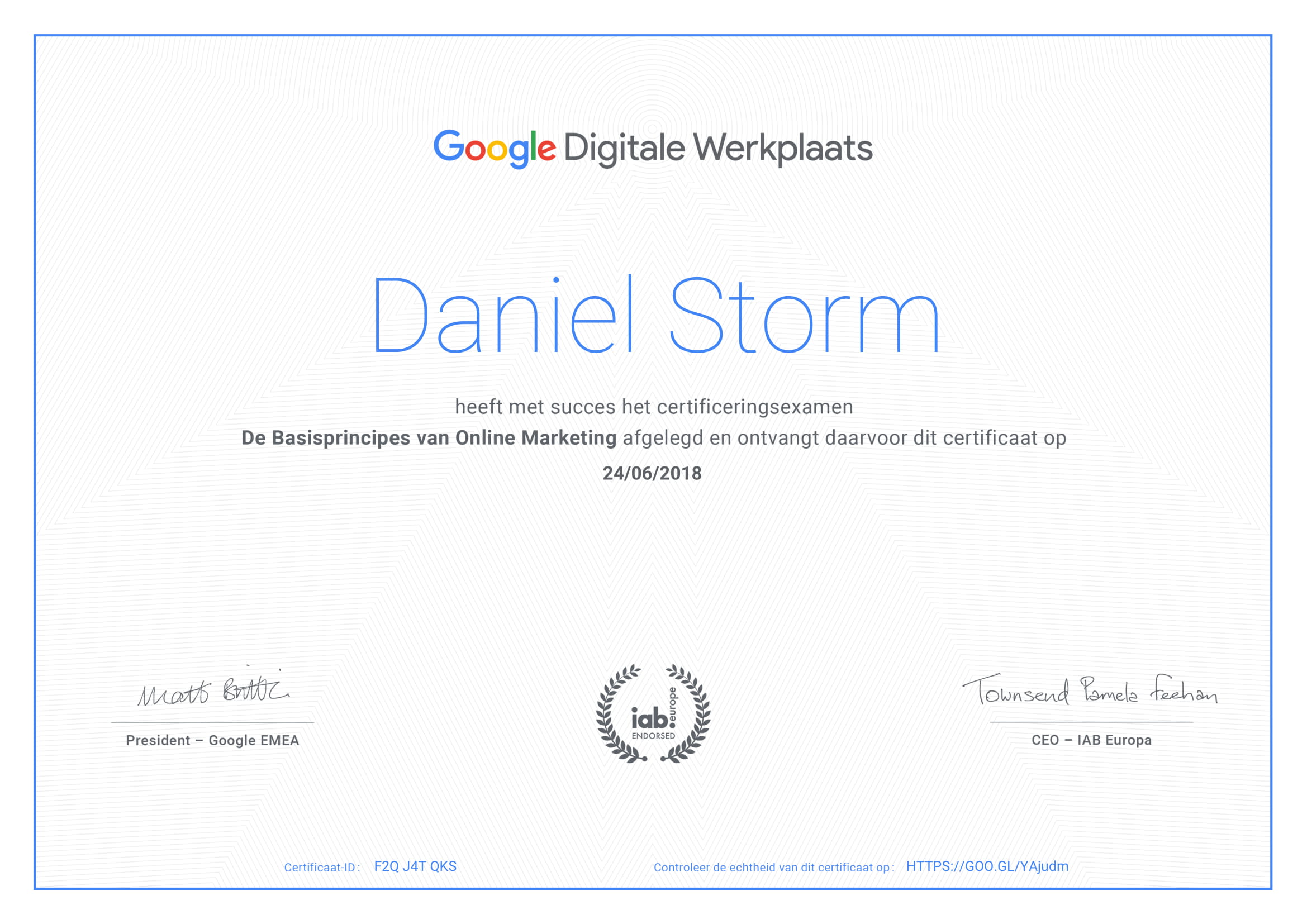 Geslaagd! Mijn eerste Google Online Marketing certificaat